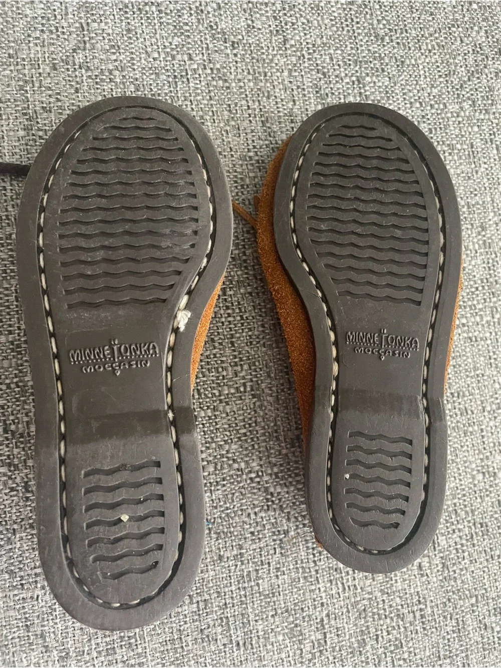 Minnetonka Brown Suede Fringe Beaded Kids Moccasins
